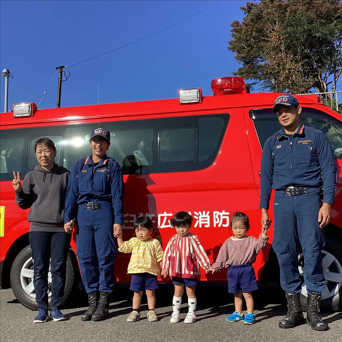 避難訓練  消防署のお兄さんお姉さんが来てくれたよ👨‍🚒🚒💨