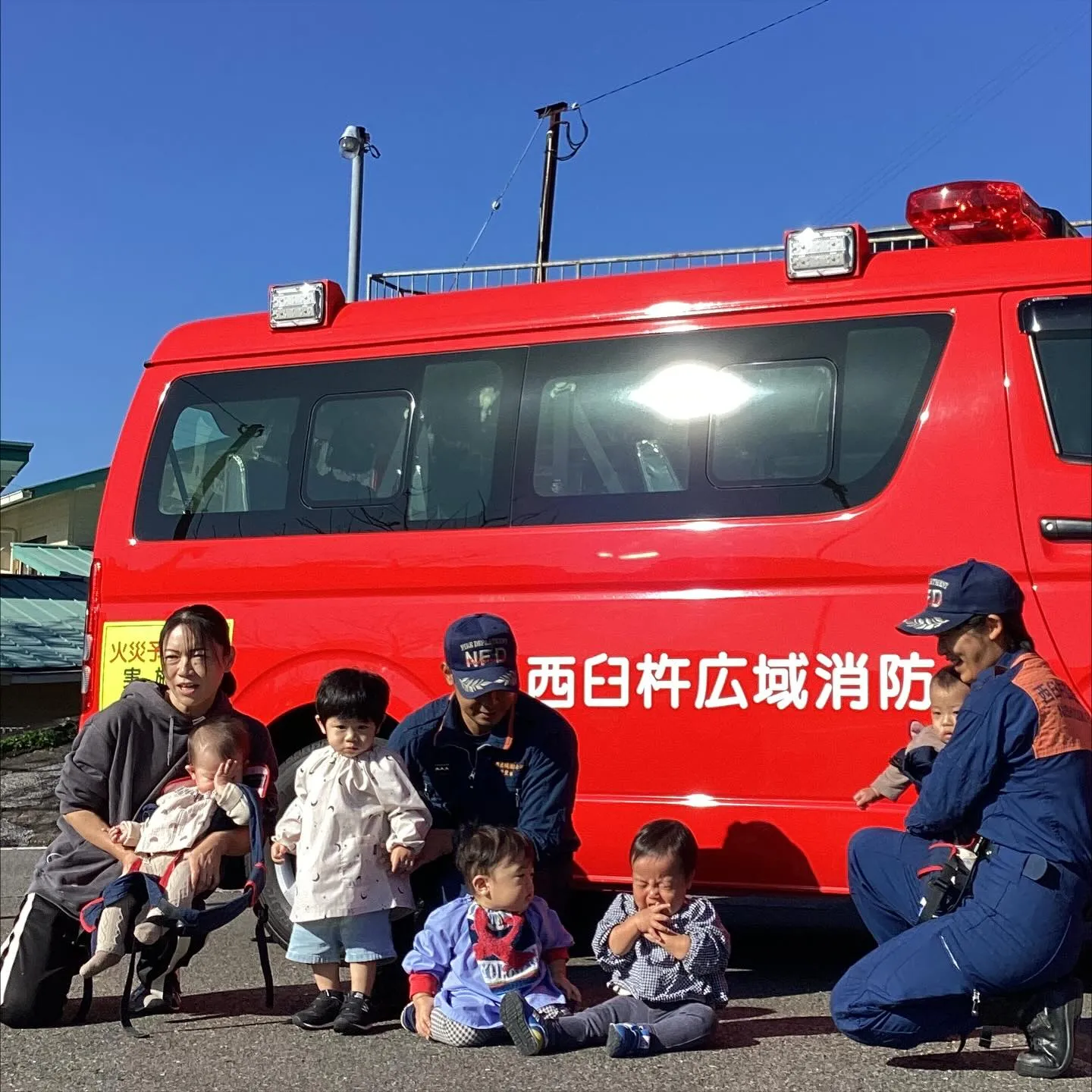 避難訓練  消防署のお兄さんお姉さんが来てくれたよ👨‍🚒🚒💨