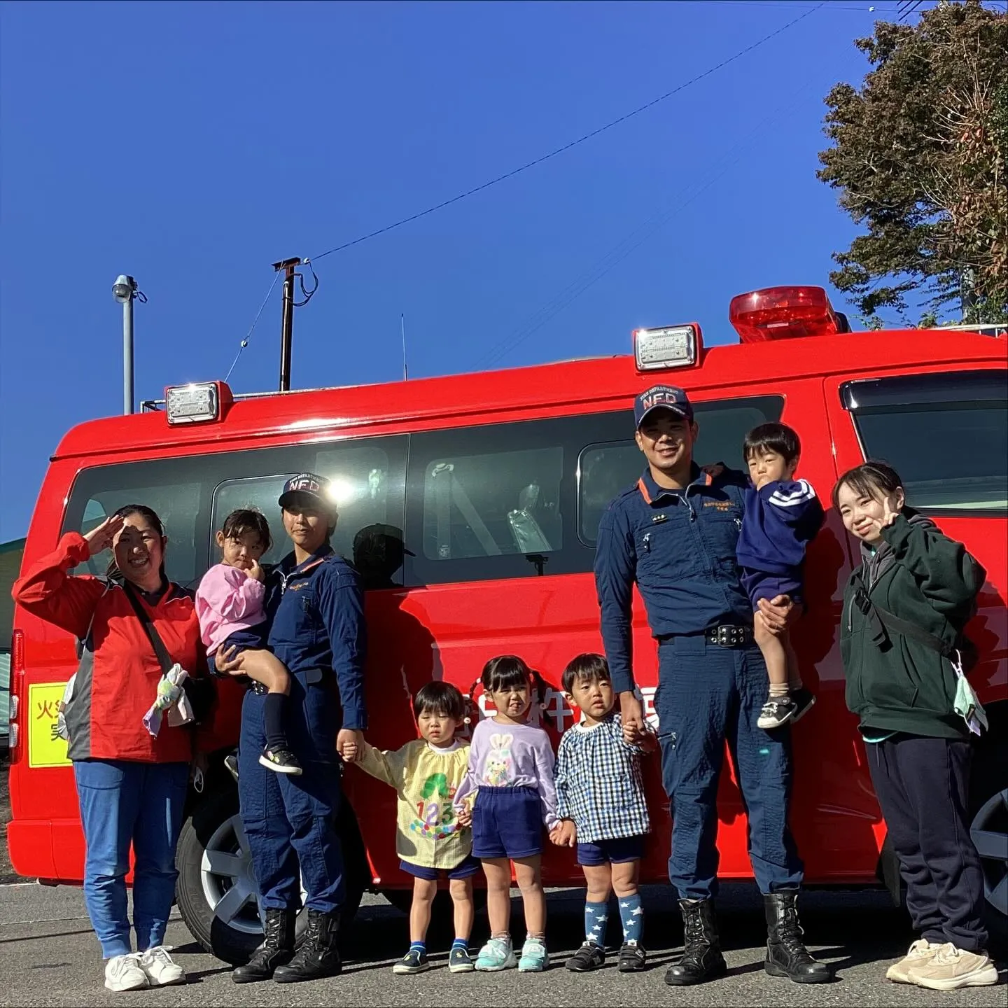 避難訓練  消防署のお兄さんお姉さんが来てくれたよ👨‍🚒🚒💨